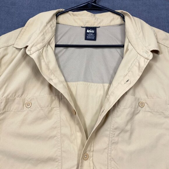 REI Co-Op Mens Yellow Long-Sleeve Button-Up Shirt Size Large Outdoor Hiking - Picture 4 of 14